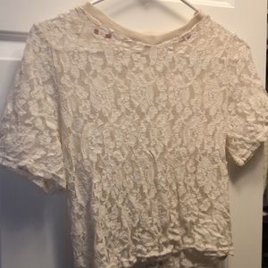 Coco + Jameson cream lace crop top medium